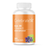 Celebrate Hierro tabletas masticables sabor uva para apoyar hierro tras cirugía bariátrica