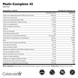 Celebrate multivitamínicos 45 mg, envase cómodo para dosis diarias.