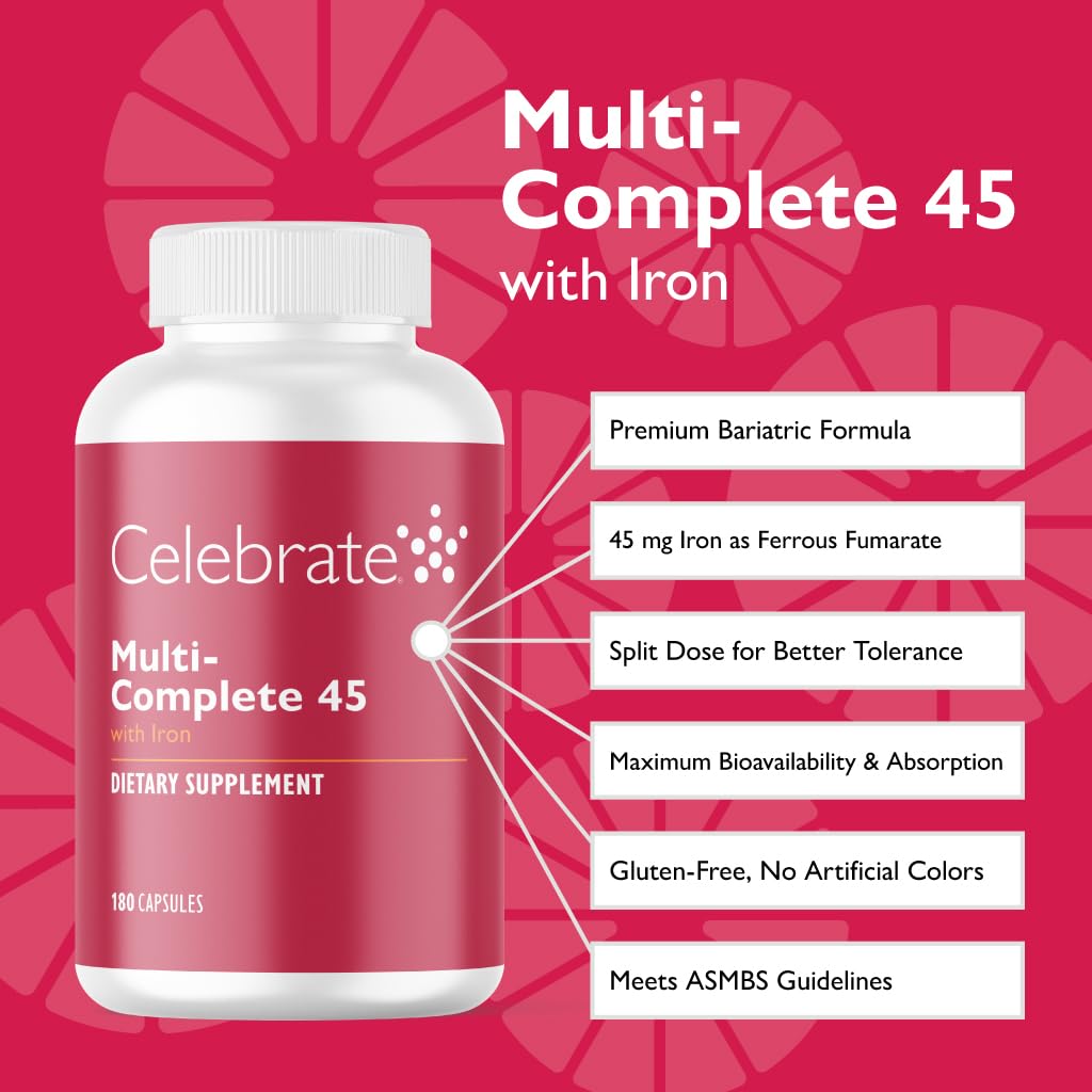 Celebrate multivitamínicos 45 mg, cápsulas fáciles de tragar para la recuperación.