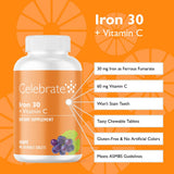 Celebrate Vitamina C tabletas masticables sabor uva mejora absorción de hierro