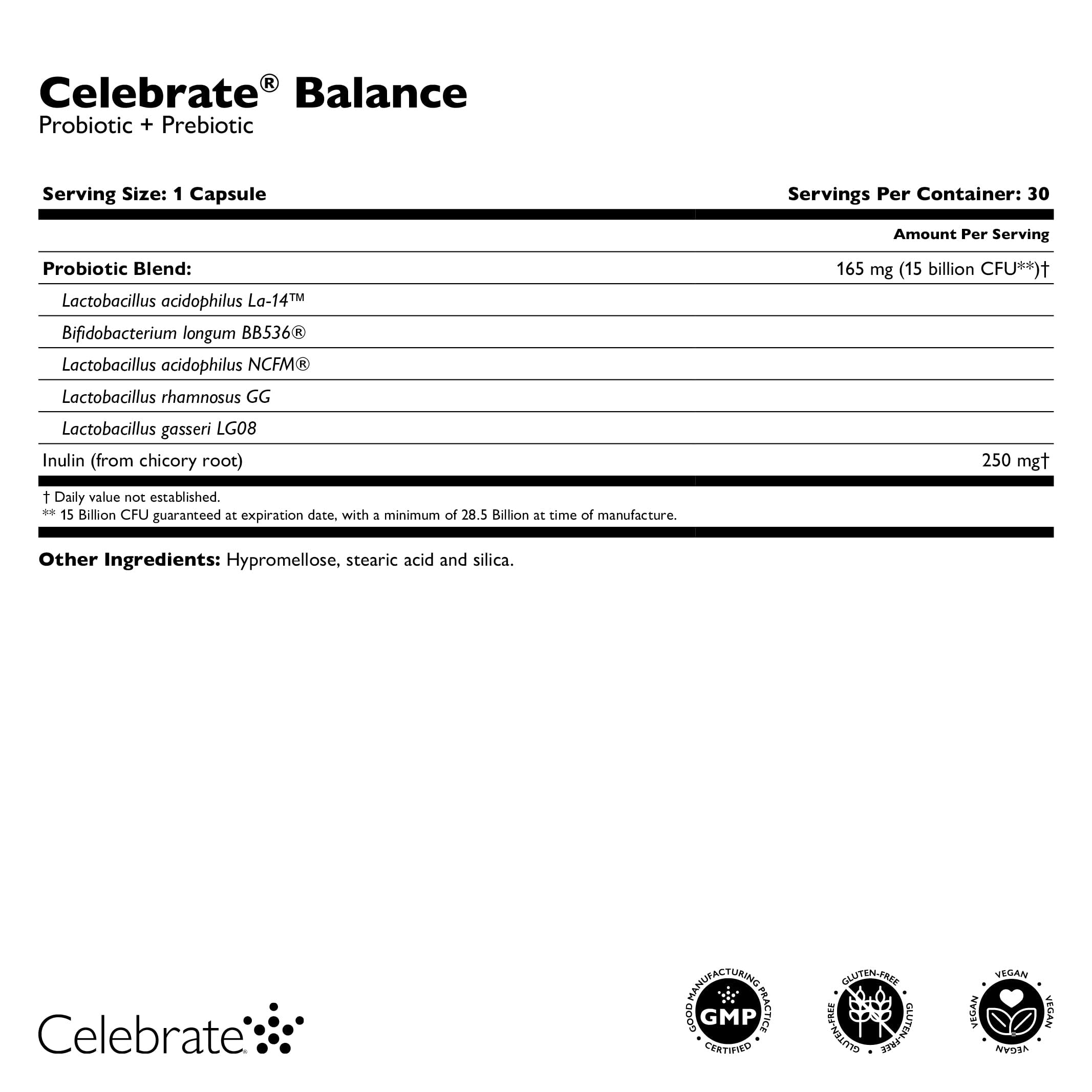 Celebrate Vitamins Balance dosis diaria: facilita incorporar probiótico en cada comida.