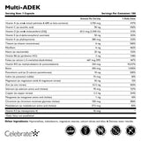 Etiqueta de Celebrate Vitamins Multi ADEK con información de nutrientes