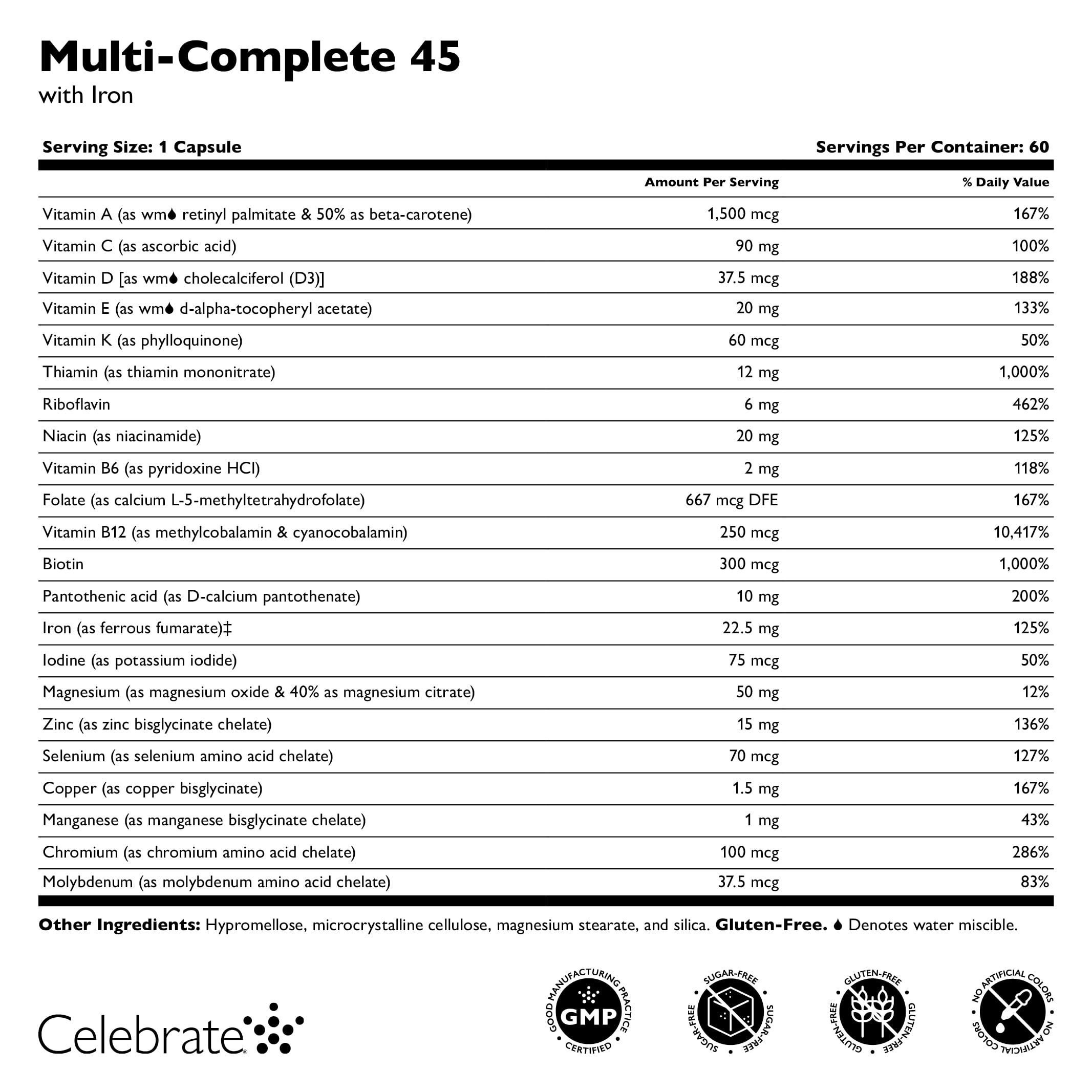 Celebrate Vitamins Multi-Complete: envase fabricado en Estados Unidos, garantía de calidad.