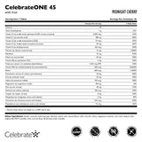 Presentación de CelebrateONE masticables 45 mg de hierro, envase y etiqueta visibles para nutrición bariátrica.