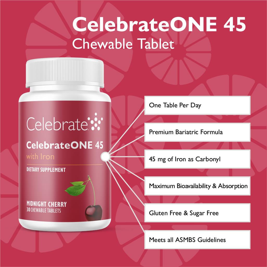 CelebrateONE masticables 45 mg hierro sabor cereza en acción, masticando para una ingesta diaria.