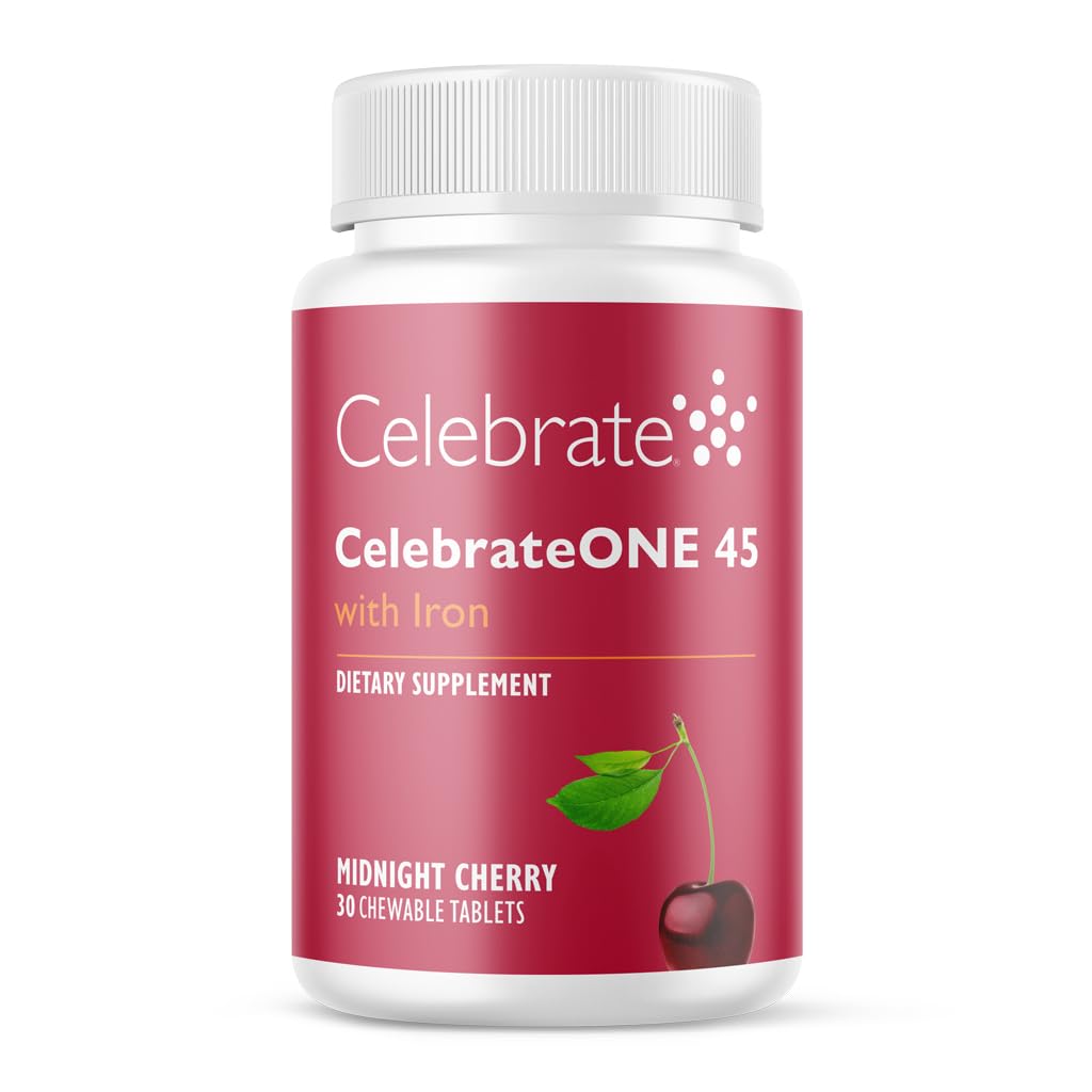 CelebrateONE masticables 45 mg hierro sabor cereza, dosis diaria práctica para la nutrición posquirúrgica.