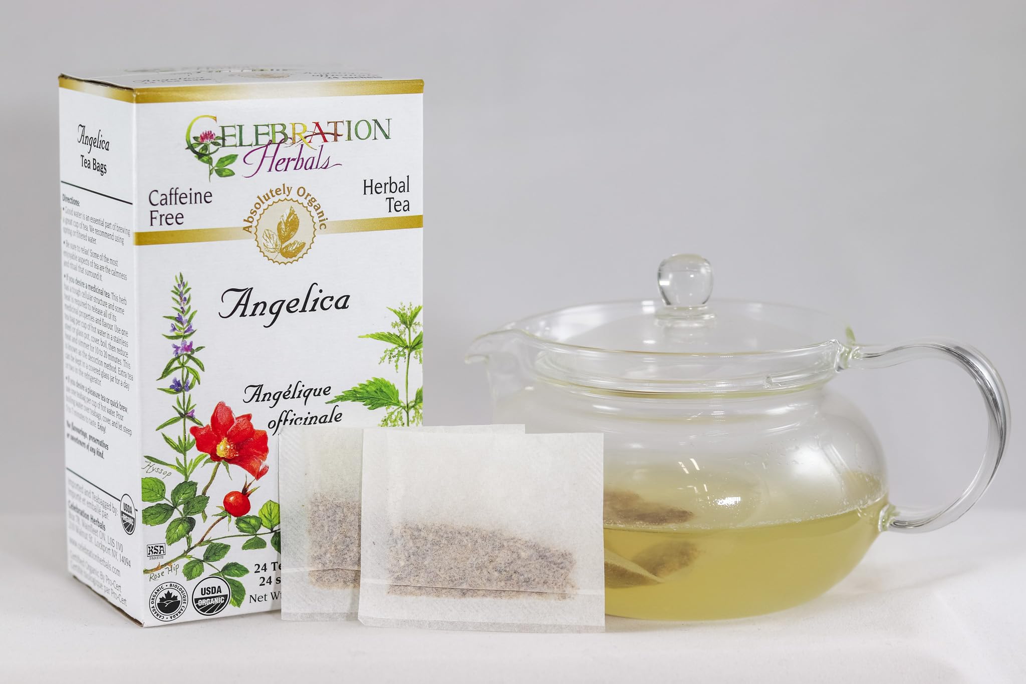 Bolsas alineadas de Angelica Root Orgánica para una preparación rápida.