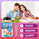 Celebrity LifeStyle Focus Kids Gummies, botella en mano, sabor suave para consumo diario