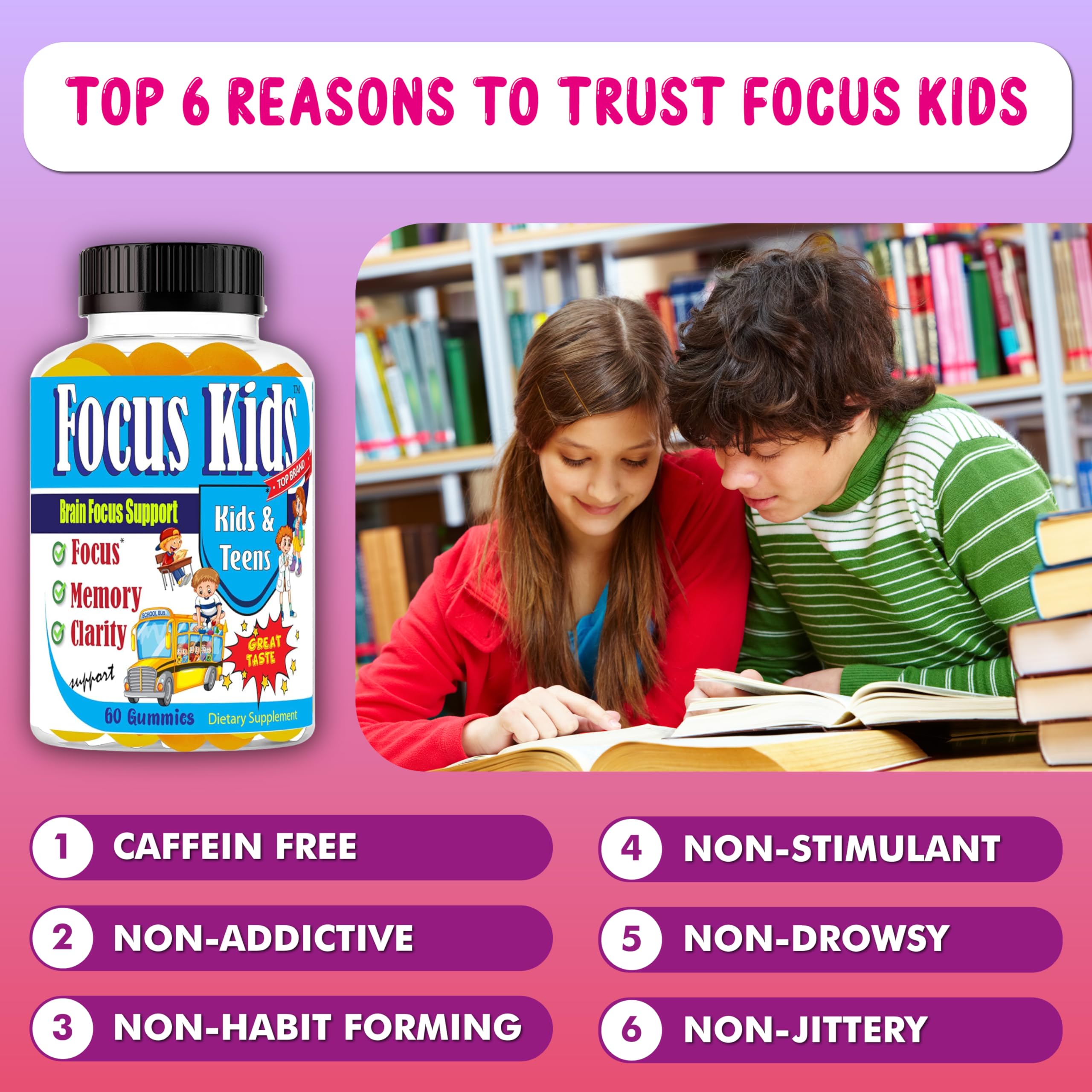 Celebrity LifeStyle Focus Kids Gummies, promueve concentración en clase y tareas