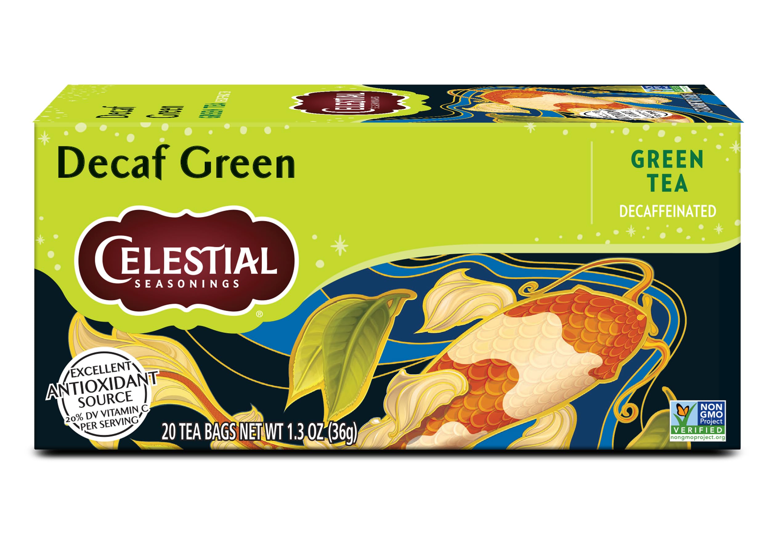 Celestial Seasonings té verde descafeinado en empaque reciclable para consumo consciente