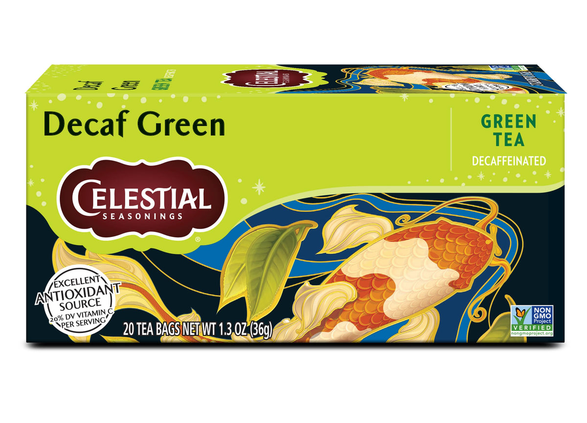 Celestial Seasonings té verde descafeinado en empaque reciclable para consumo consciente