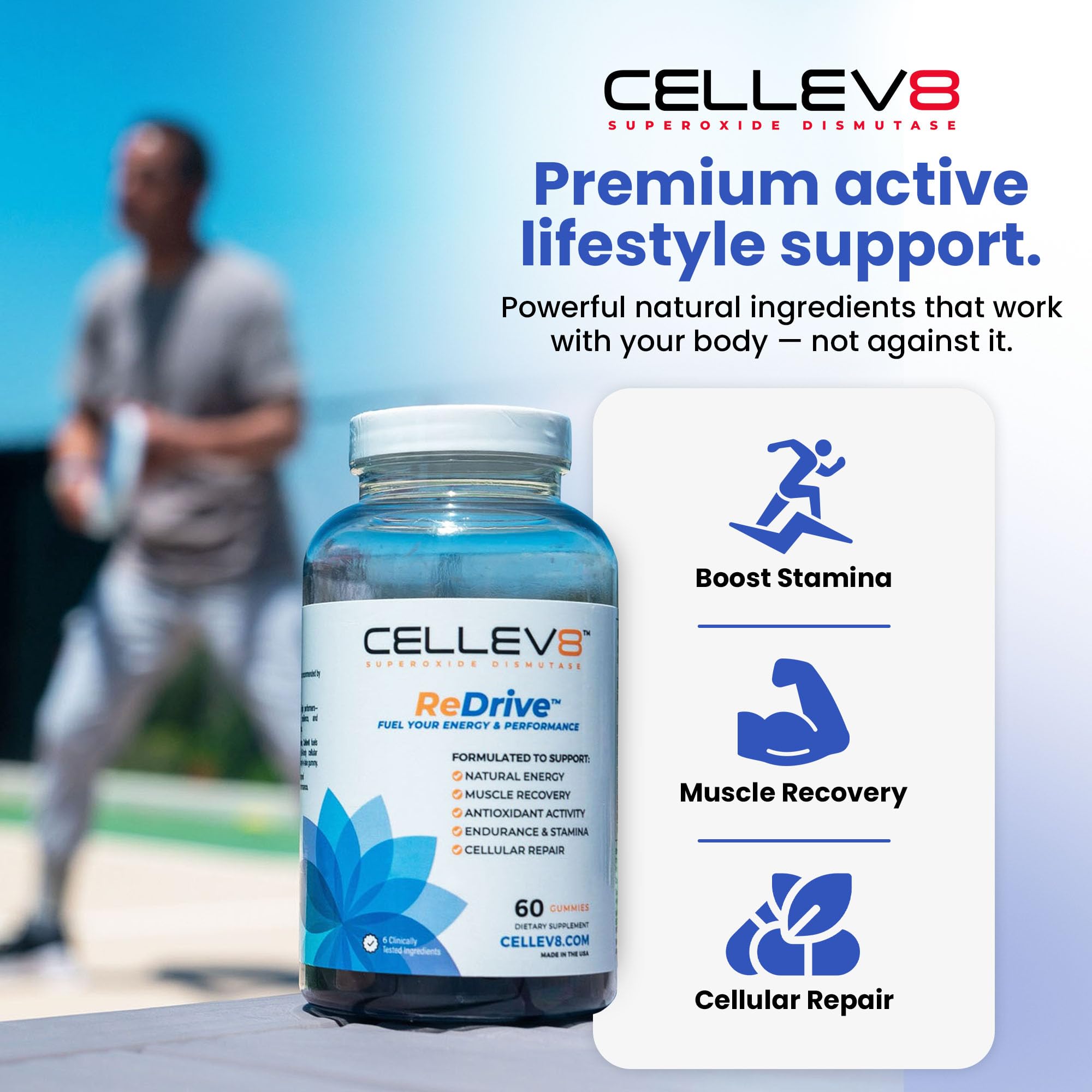 Gominolas frambuesa Cellev8 ReDrive, textura suave para recuperación tras entrenamiento