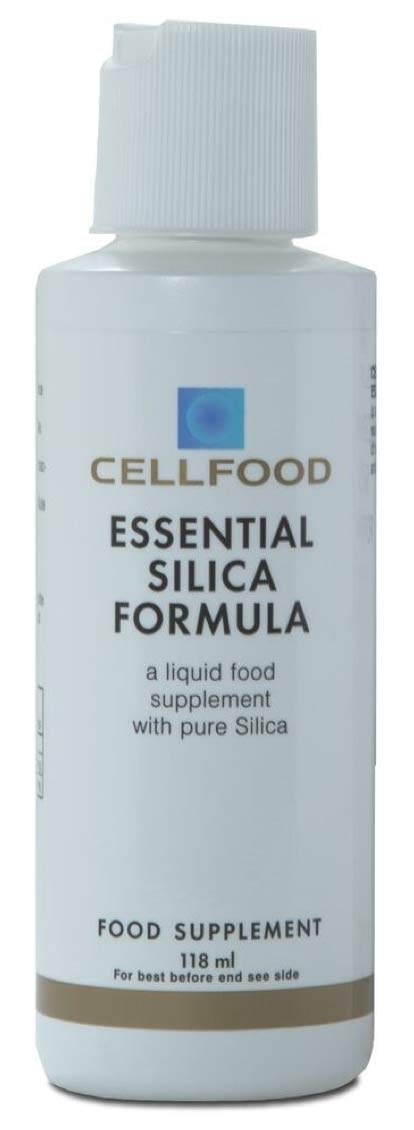 Cellfood Silicio Esencial Anti-Edad, envase y caja, fórmula fácil de incorporar en la rutina.