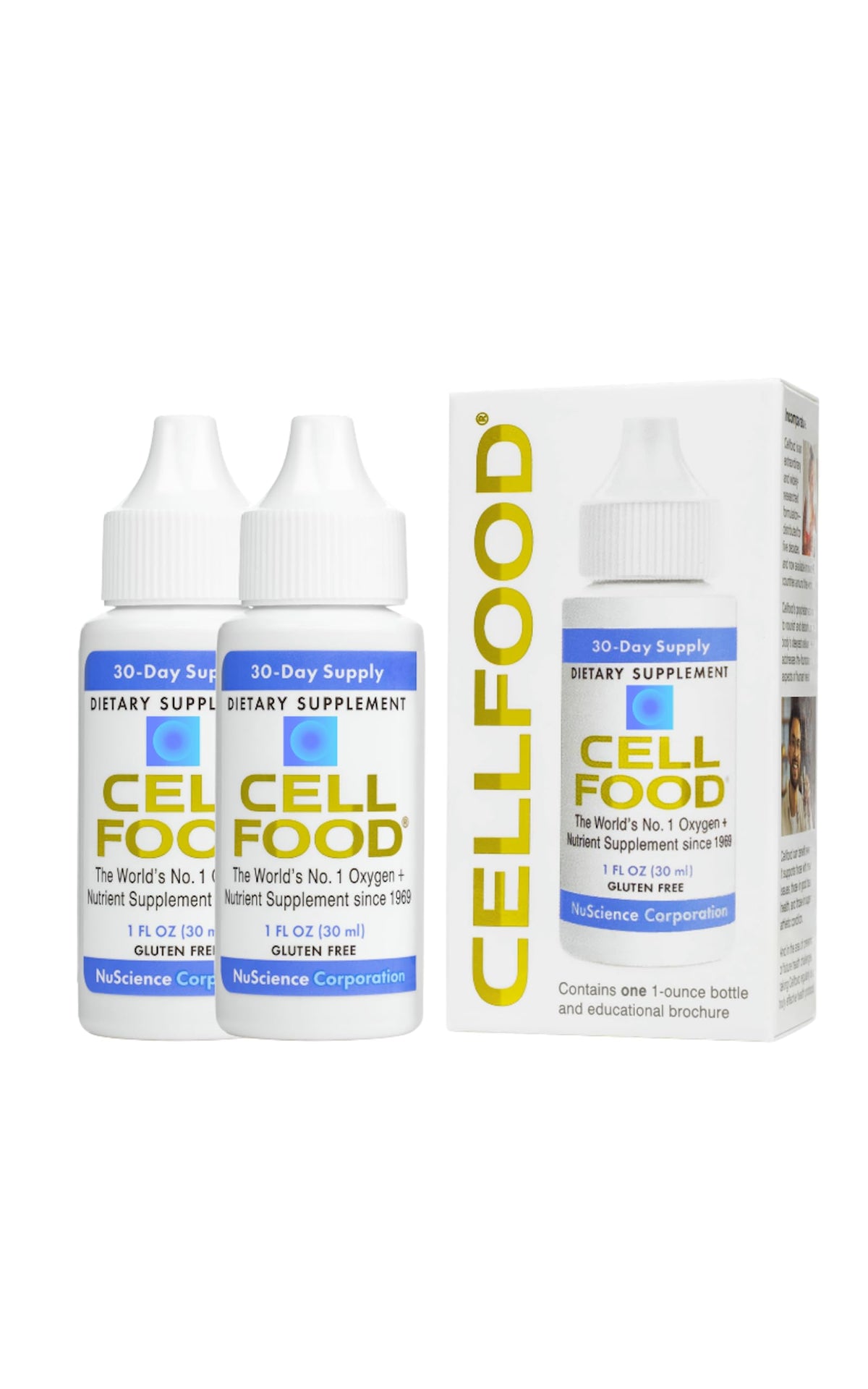 Cellfood Oxígeno líquido en frasco vertido, puede apoyar energía sostenida.
