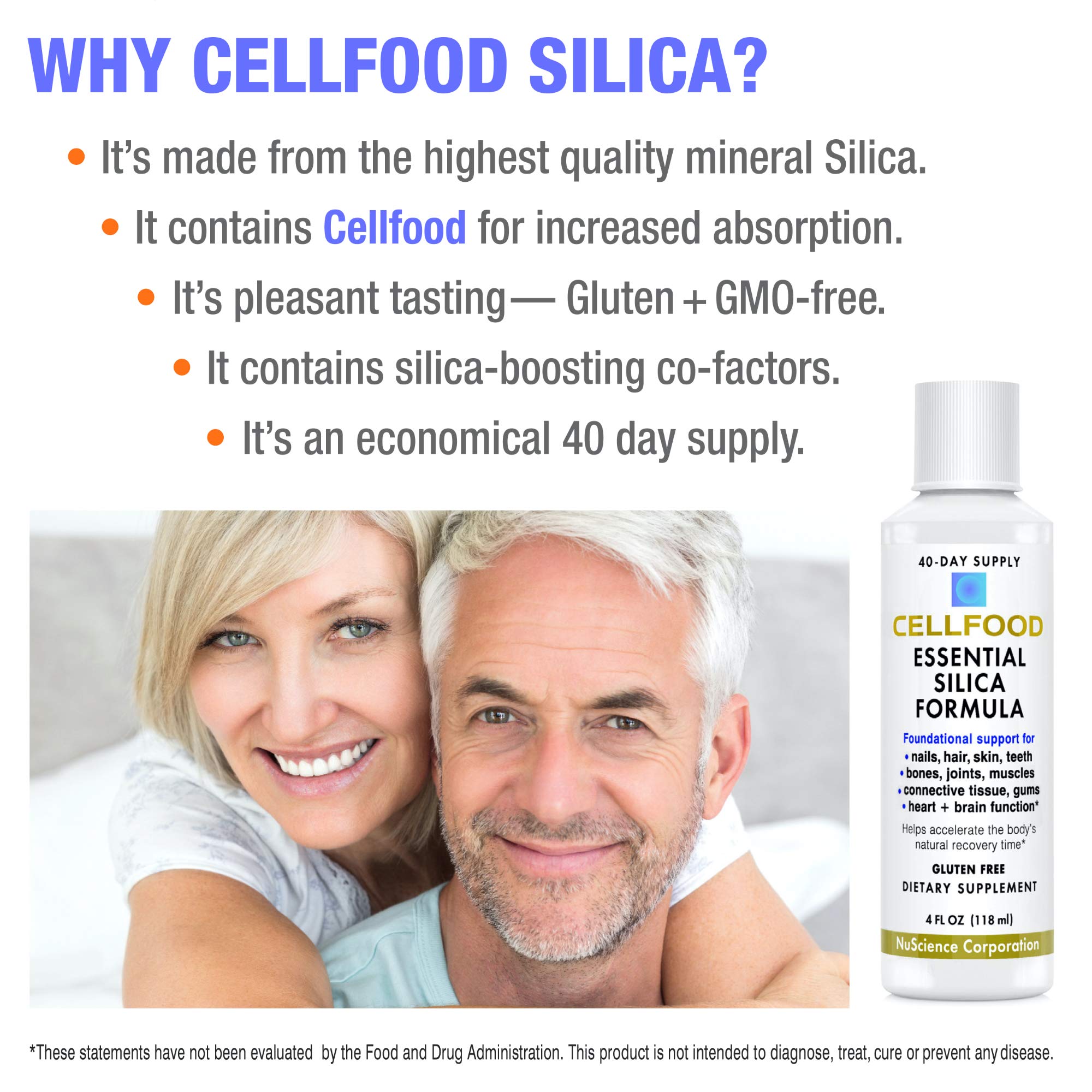 Cellfood Sílica Esencial aplica tópicamente sobre la piel para cuidado diario