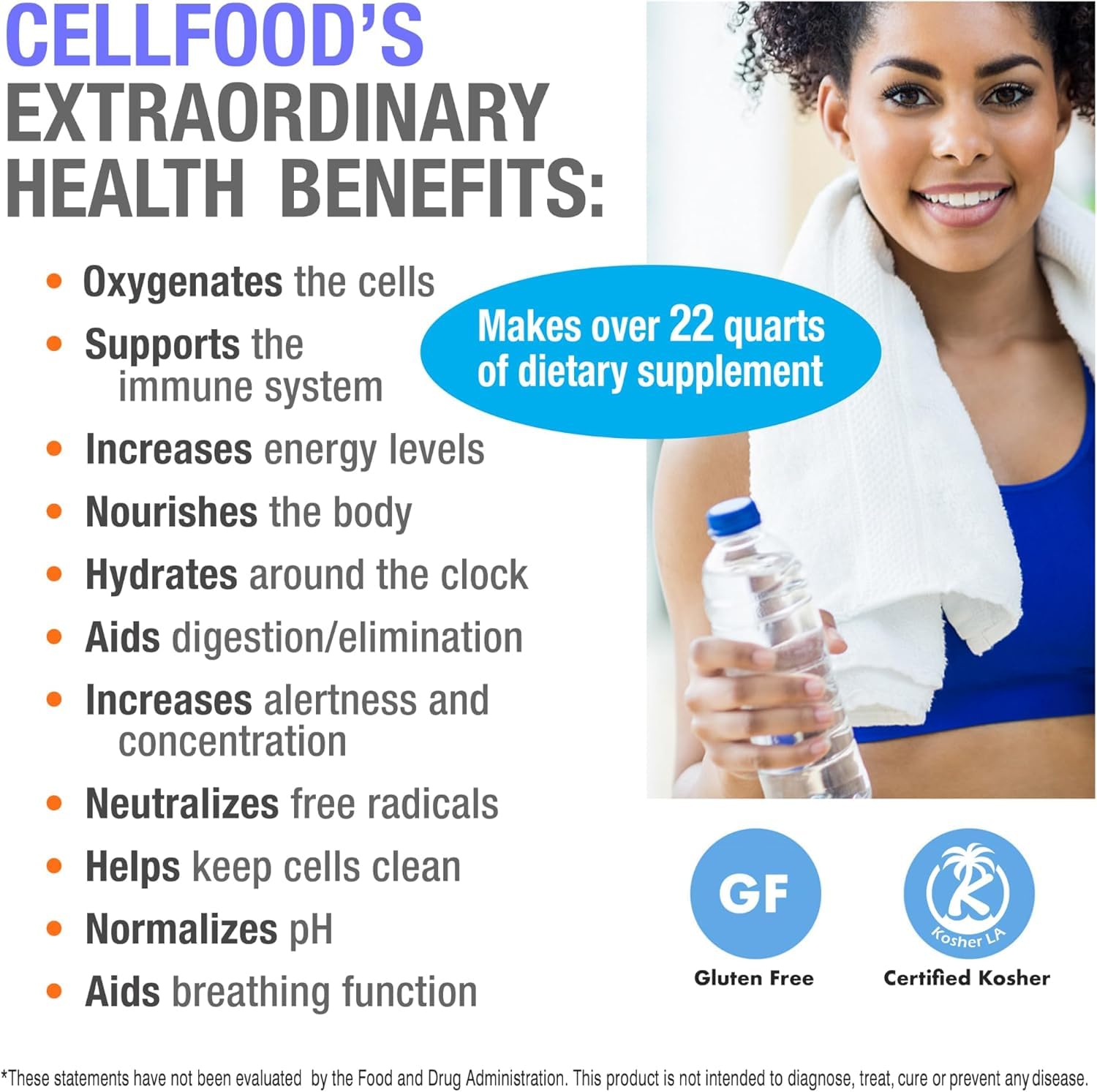 Uso diario de Cellfood para posibles mejoras de energía y concentración.
