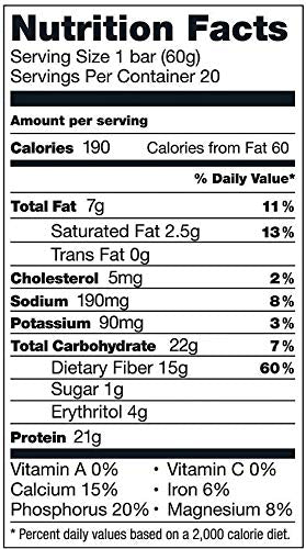 Barras Cemueo Kirkland Signature con 21 g de proteína y etiqueta nutricional clara.