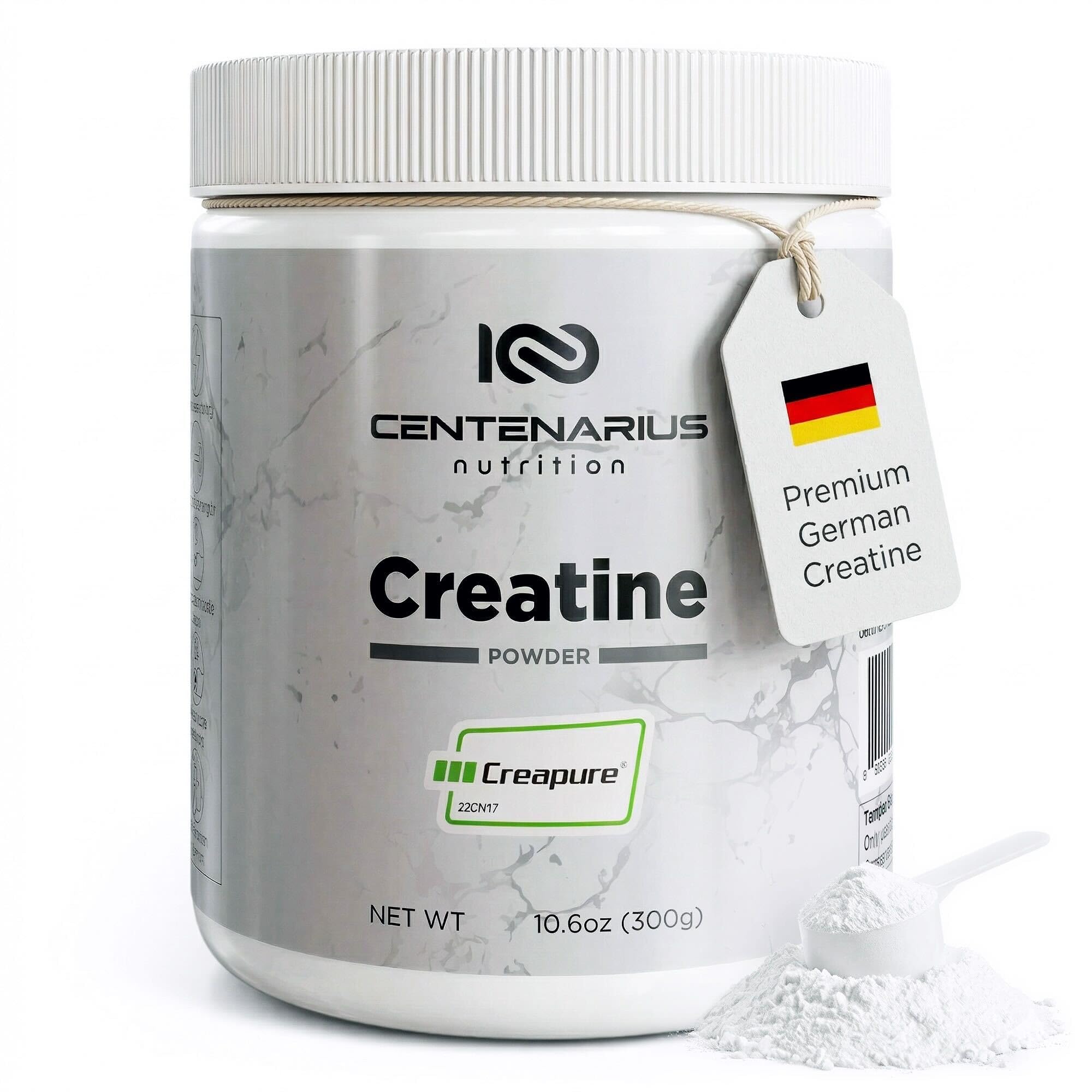 Centenarius Creatina Monohidrato sin sabor 300 g, facilita la mezcla para entrenamientos.