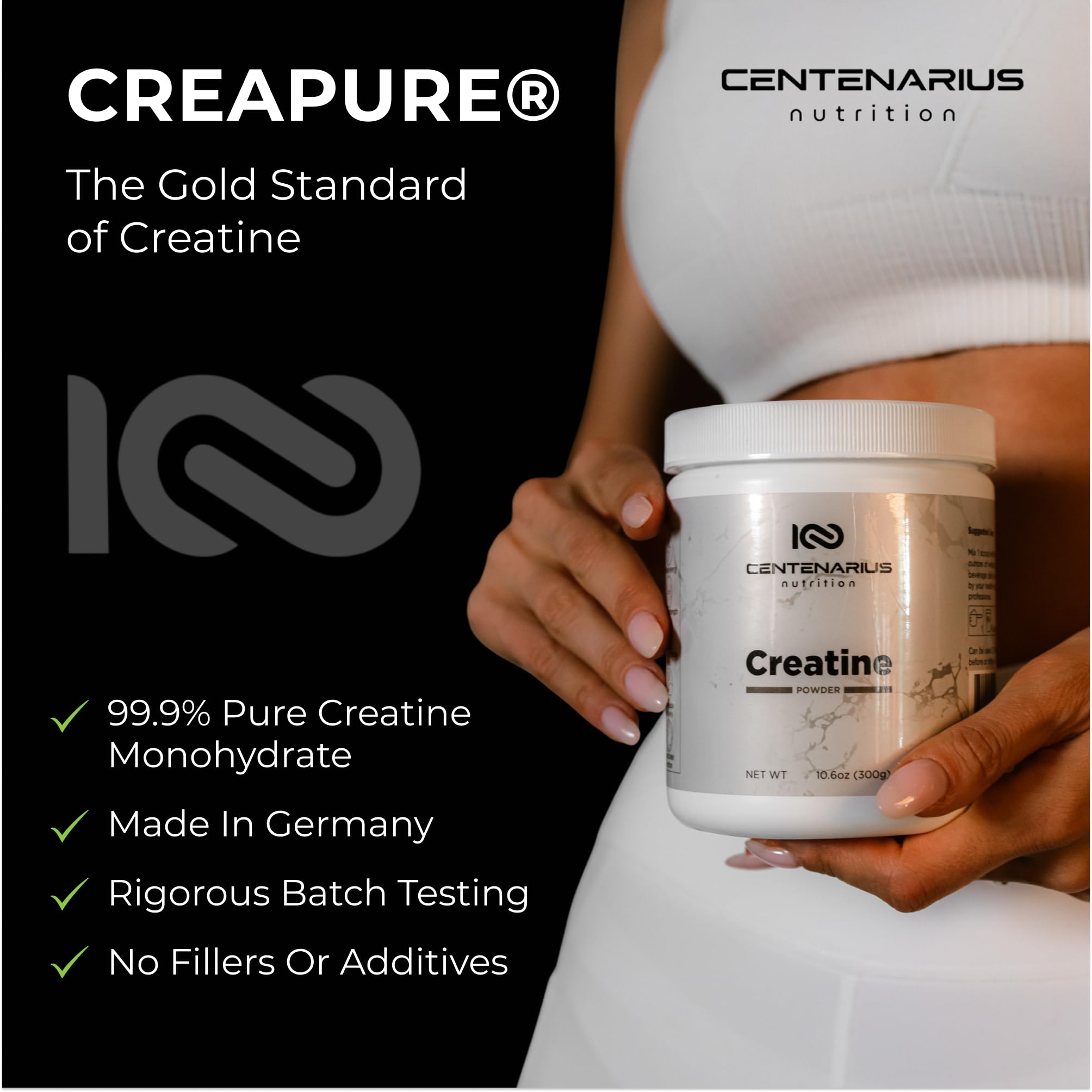 Centenarius Creatina Monohidrato, estilo de vida saludable diario con energía.