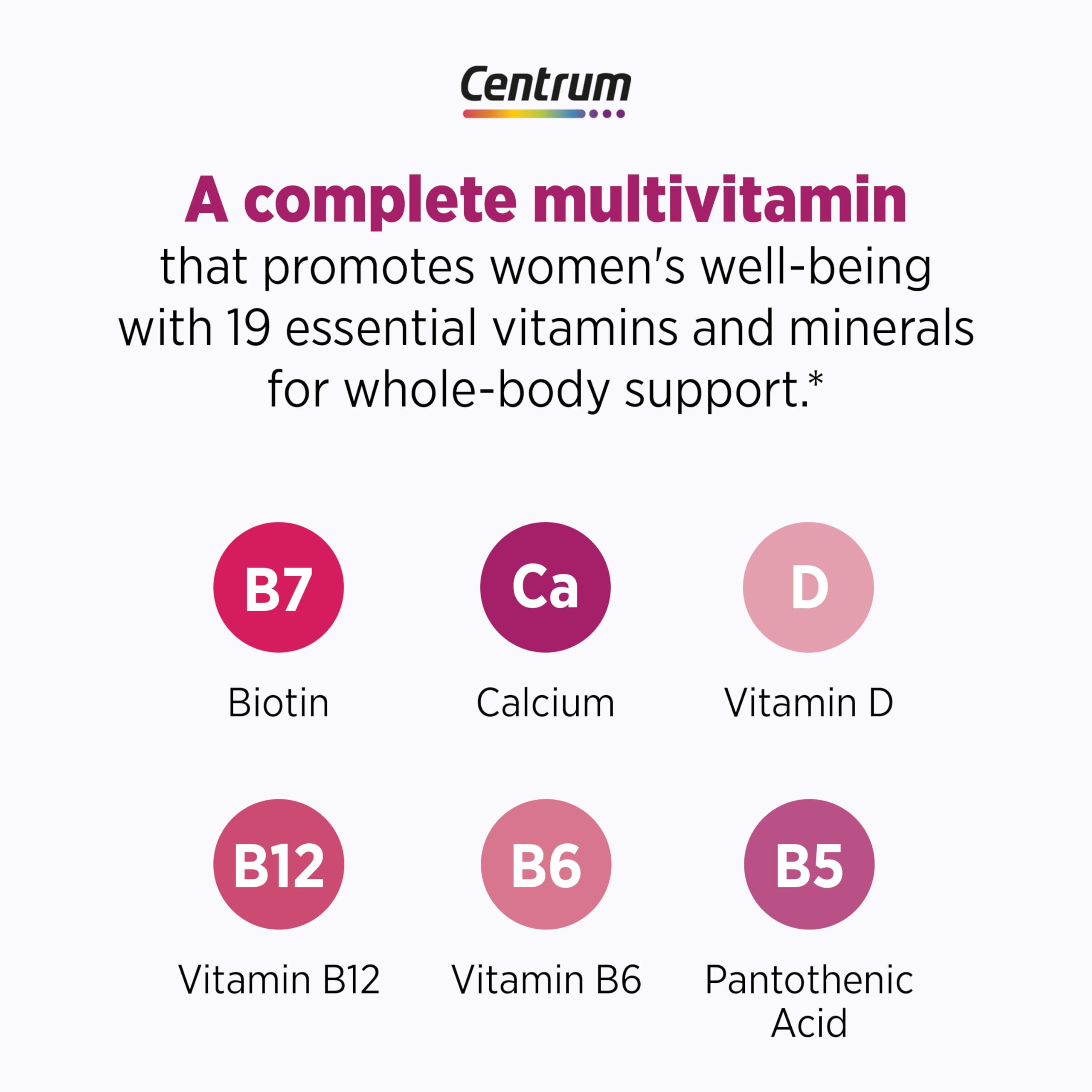 Centrum calcio, vitamina D y magnesio para huesos fuertes.