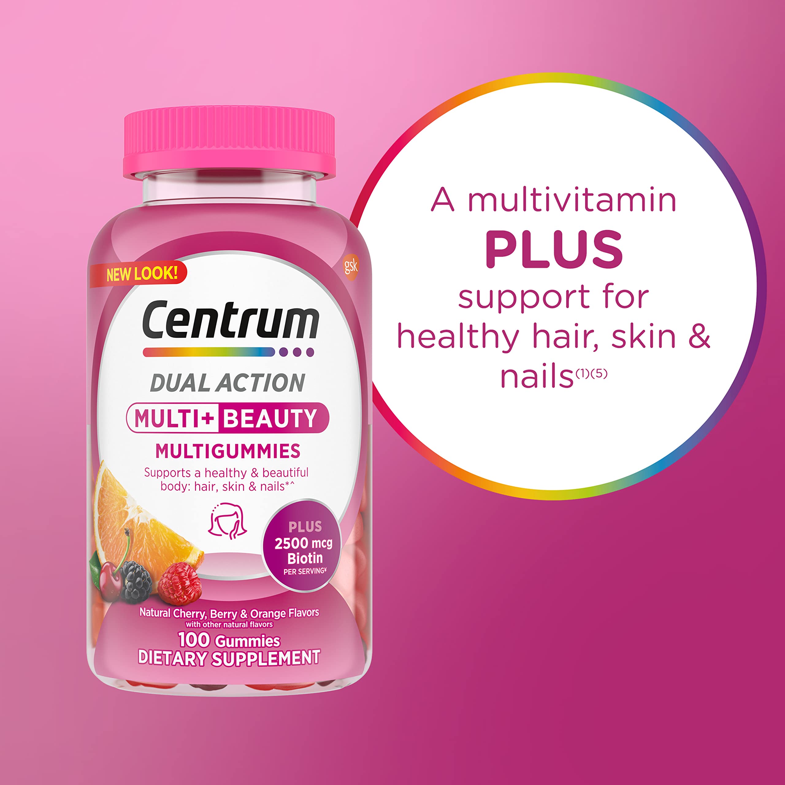 Centrum MultiGummies biotina para cabello, piel y uñas.