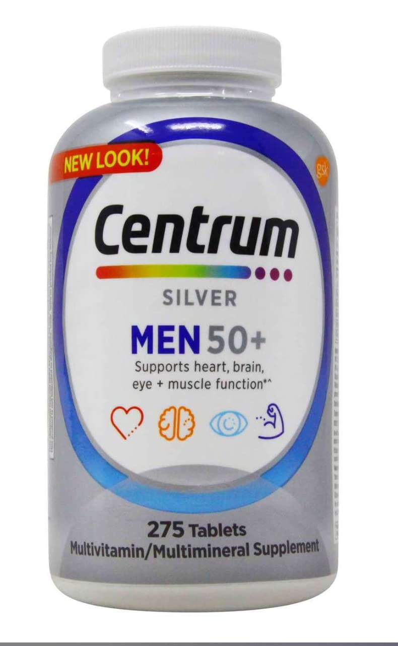 Centrum Men 50+ bote de tabletas, apoyo diario de vitaminas para mayores de 50.