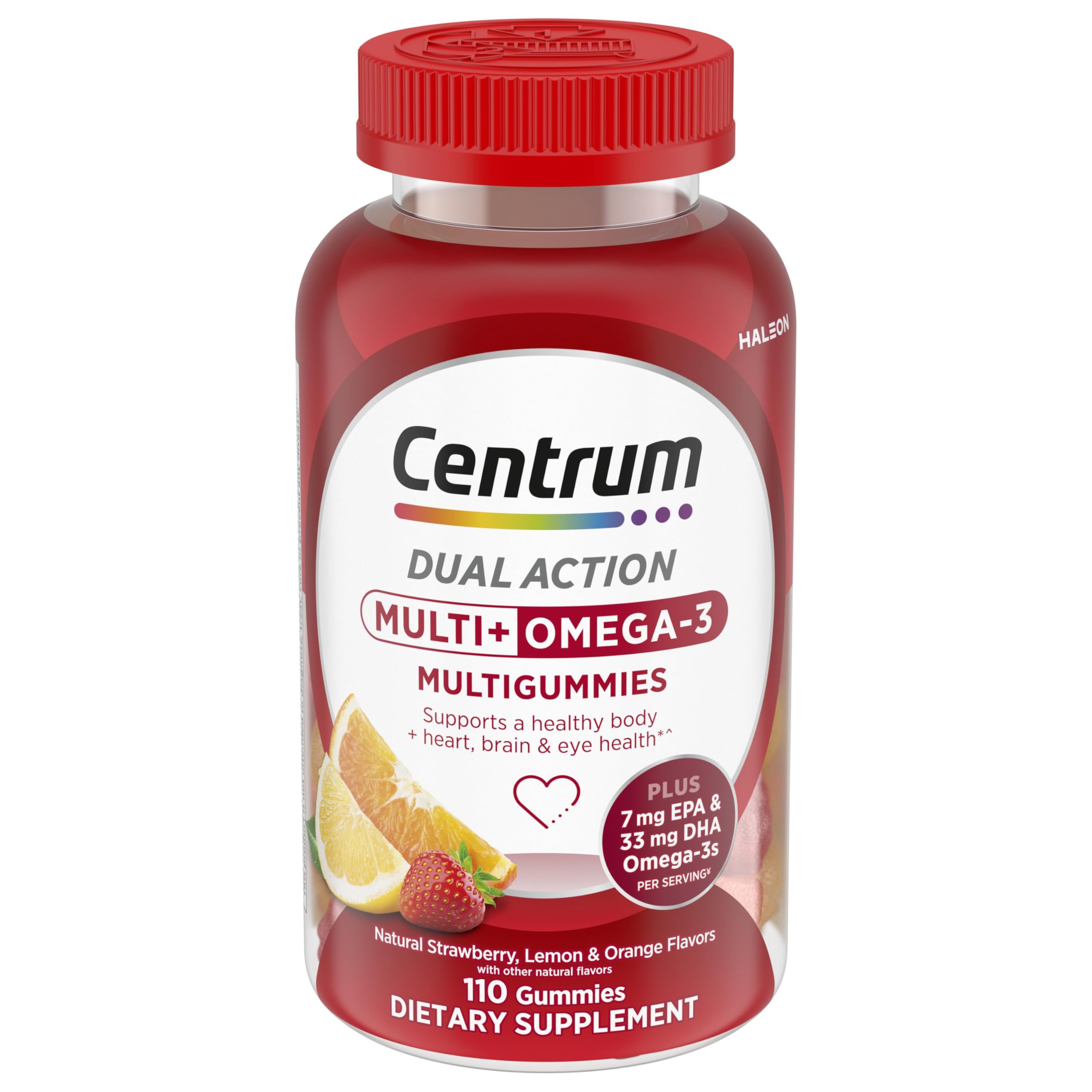Centrum MultiGummies frasco-110-unidades-frente, fácil consumo diario
