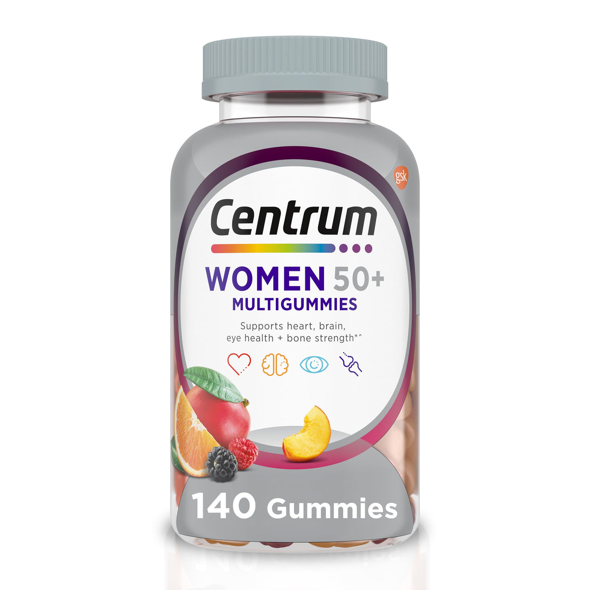 Centrum MultiGummies para mujeres 50+ en botella, apoyo diario de vitaminas.