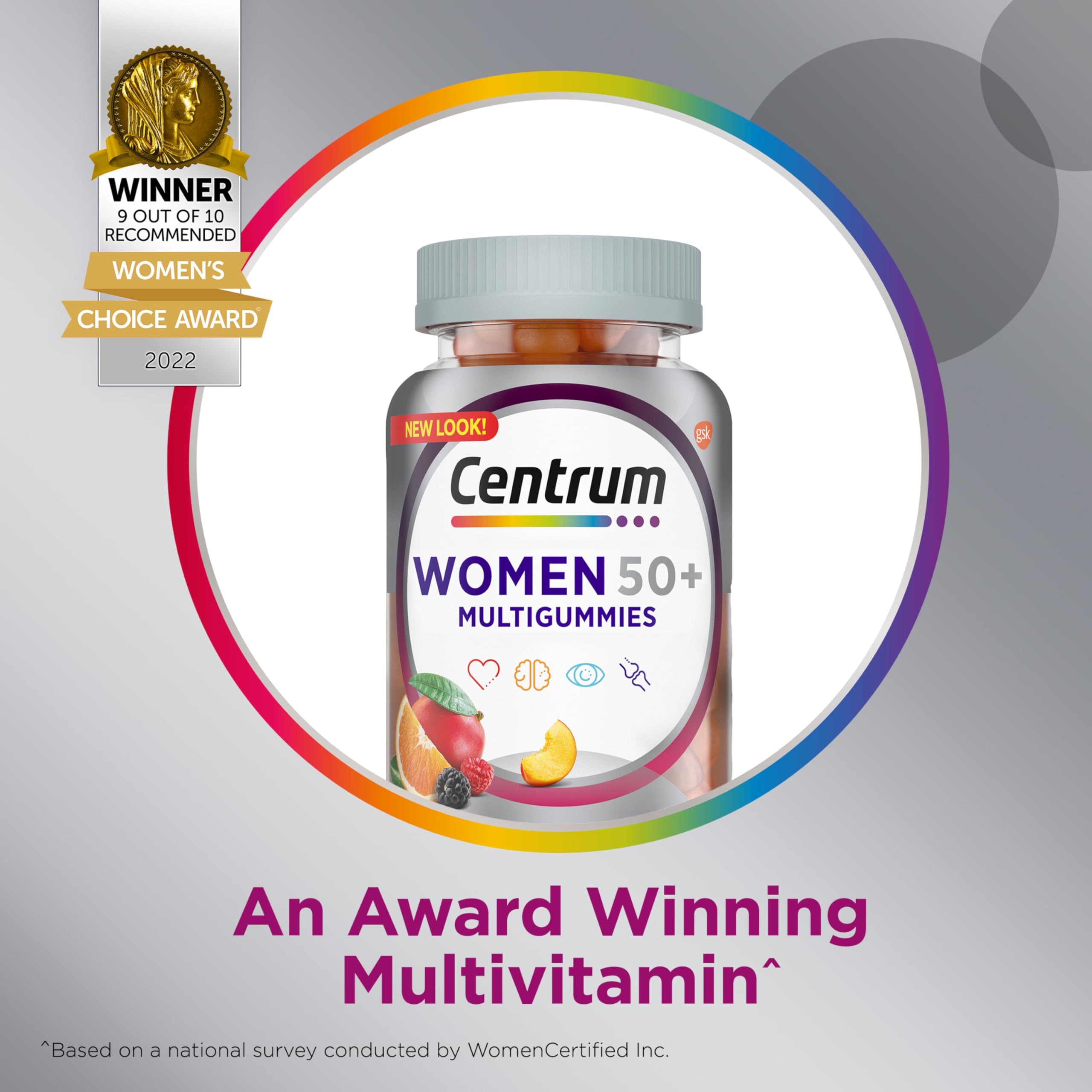Centrum MultiGummies etiqueta libre de gluten, opción apta para dietas.