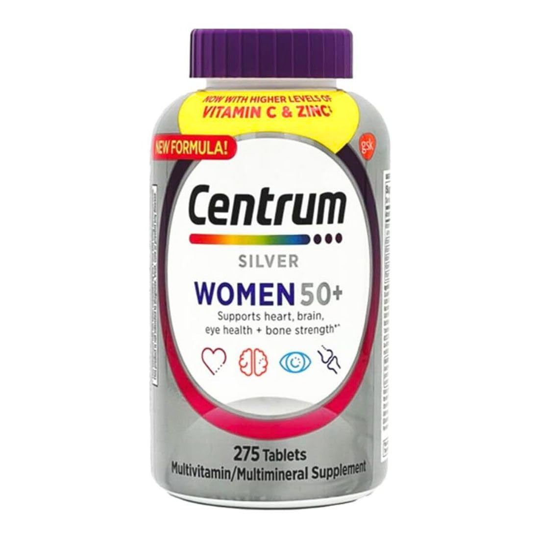 Centrum Silver Mujeres 50+ en bote con D3 para apoyar la salud general.