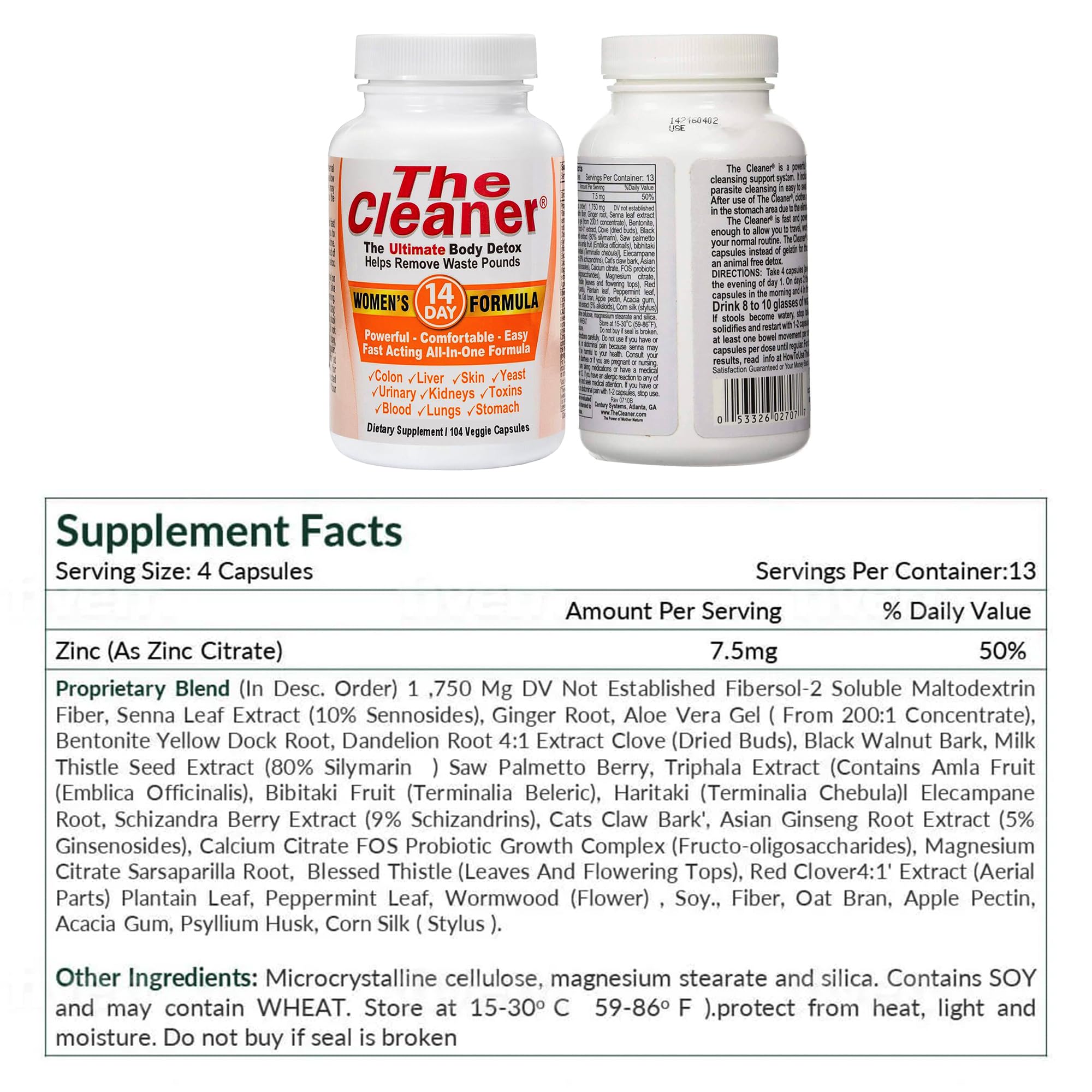 Empaque compacto de Century Systems The Cleaner Detox para viaje