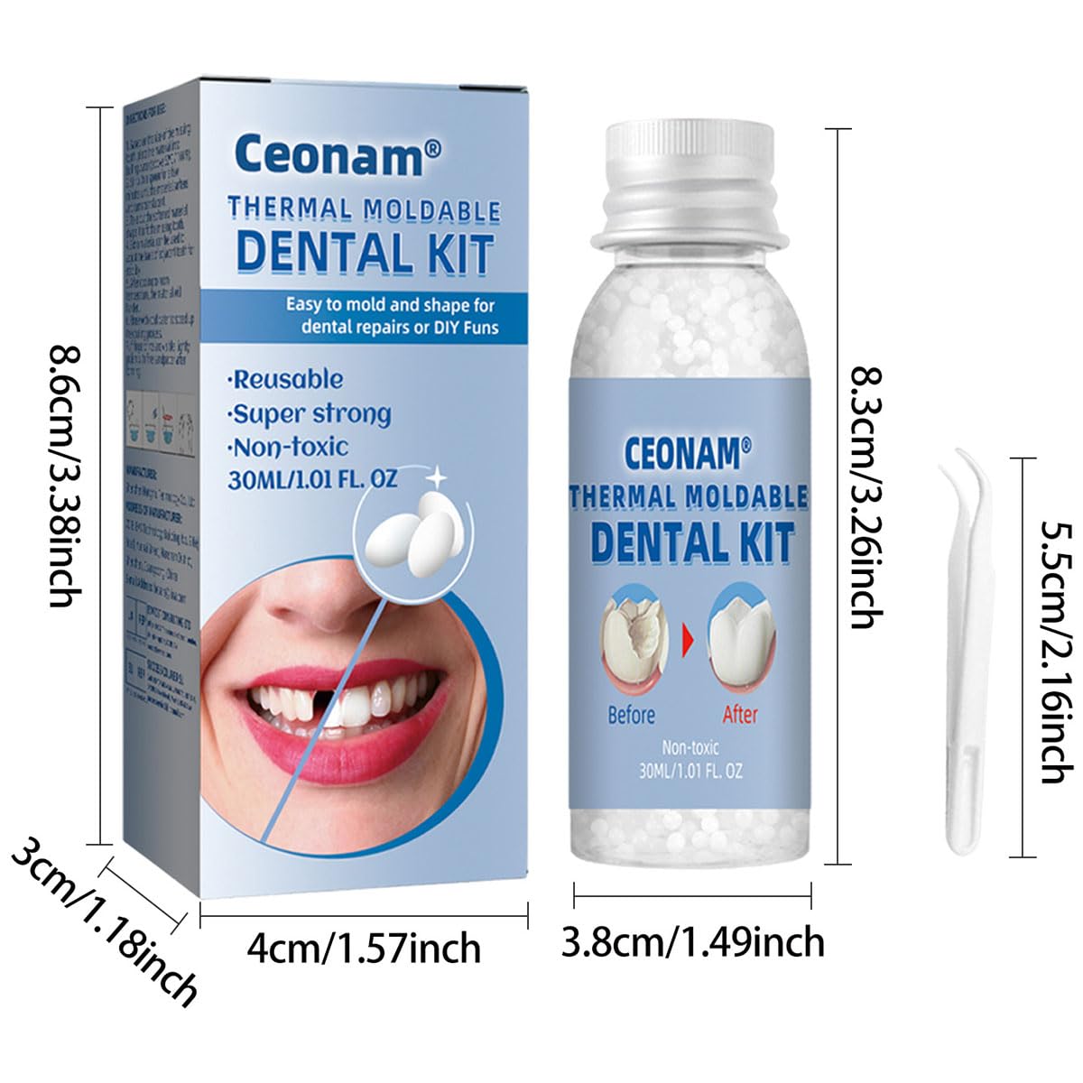 Ceonam bolas termofundibles dentales, cómodo ajuste, confianza para sonreír durante eventos