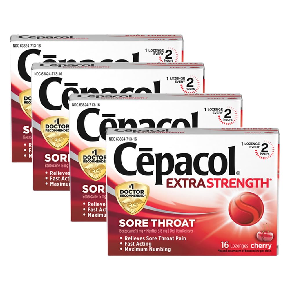 Cepacol Extra Strength, caja sabor cereza, alivio temporal de dolor de garganta