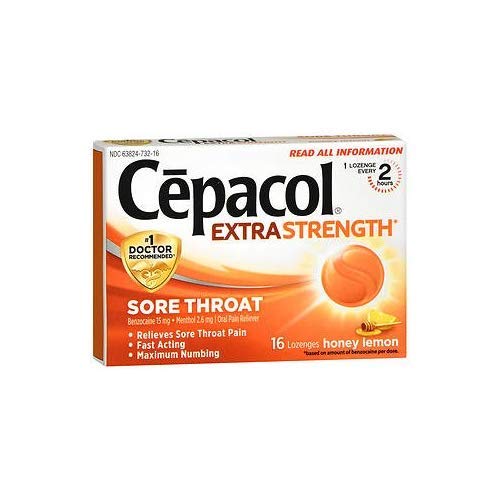Pastilla Cepacol para garganta fuerte con sabor miel limón, alivio rápido del dolor