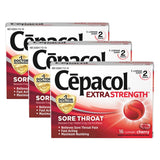 Cepacol pastillas para dolor de garganta sabor cereza, alivio potencial.