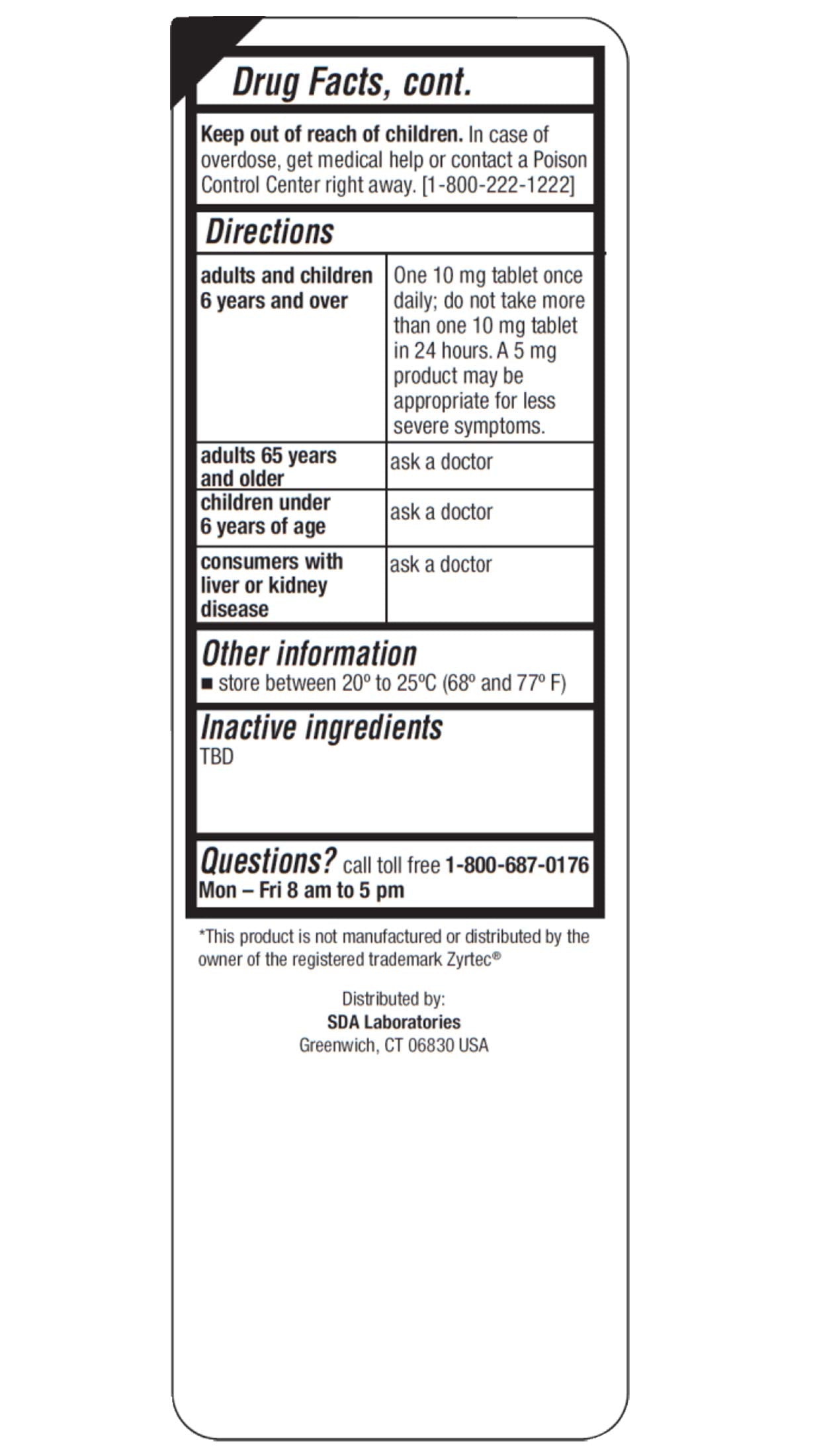 Cetirizina Perrigo, comprimidos de 10 mg, uso diario para estornudos.