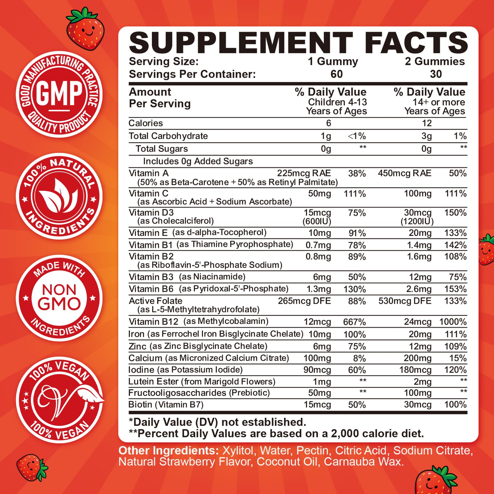 CFILIHTC gominolas multivitaminas ninos, nutrición completa para crecimiento