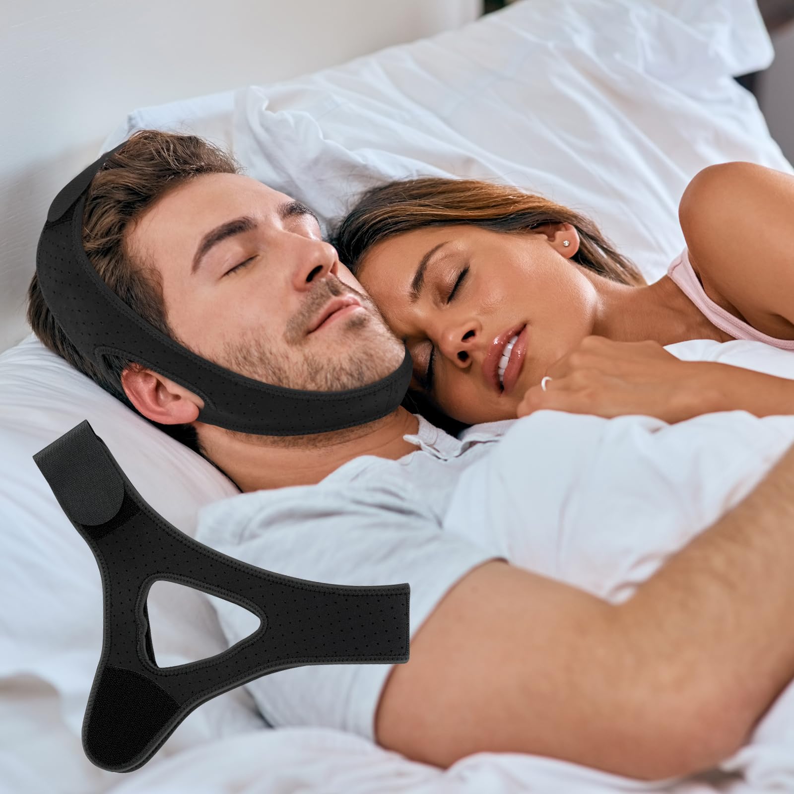 CFORNOS cinta barbilla anti-ronquidos para dormir y respirar mejor.
