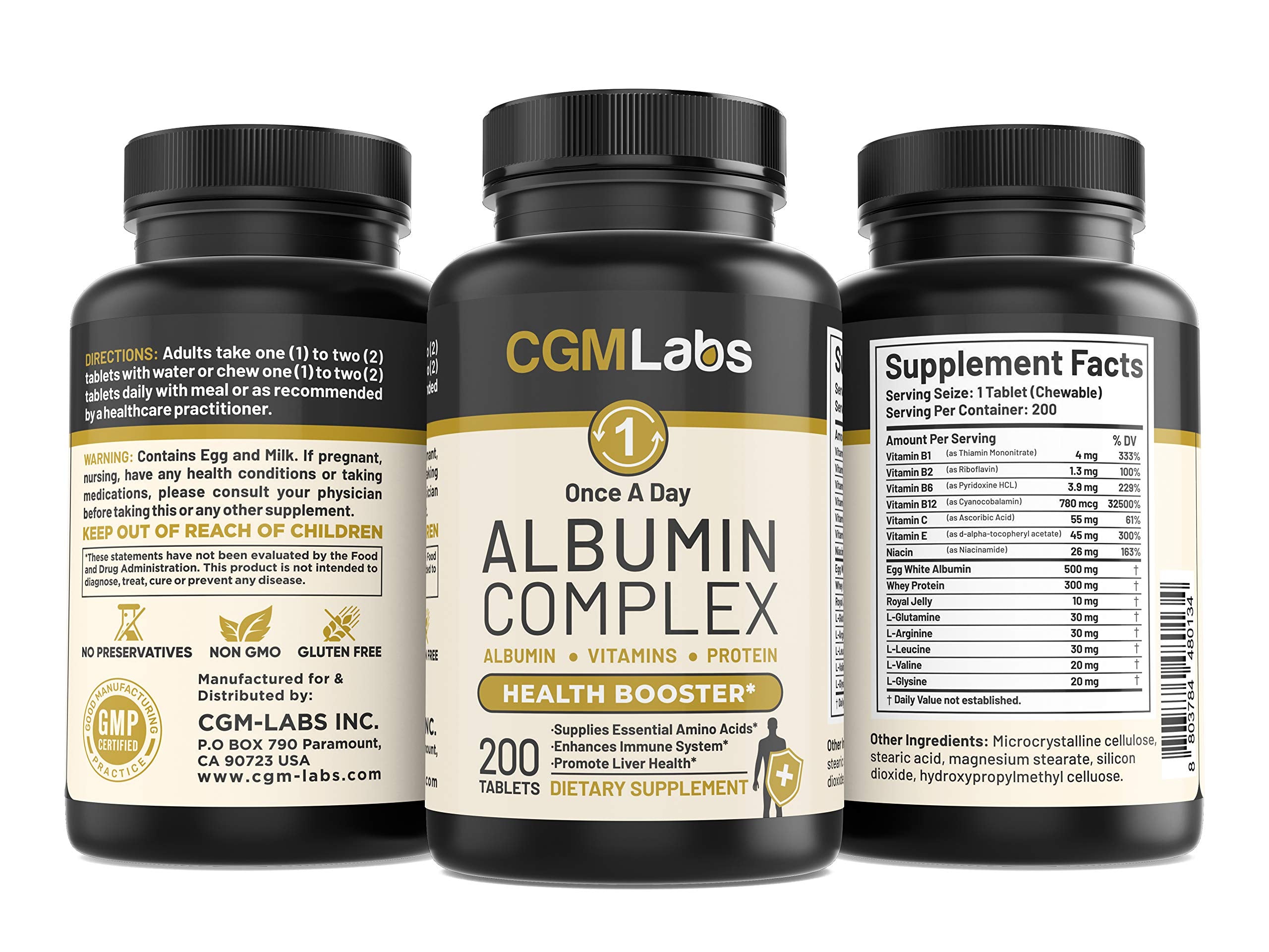 CGMLABS Complejo de Albumina Alta Gama, proteína de alta calidad para soporte nutricional.