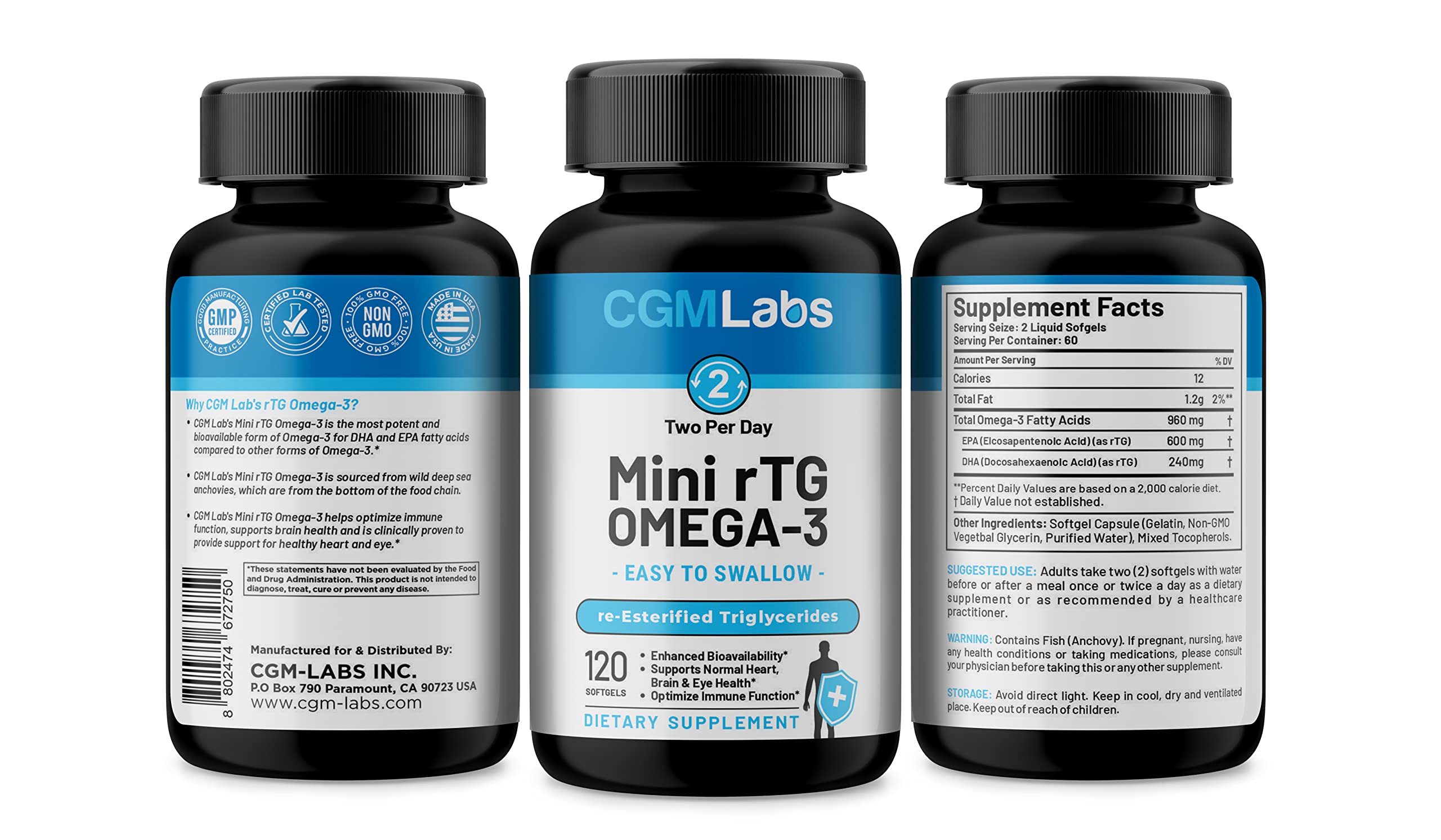 CGMLABS Omega-3 RTG etiqueta clara con ingredientes visibles