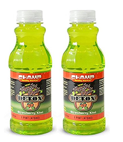 Bebida Champs Flush Out desintoxicante, botella 473 ml, sabor fresa-kiwi para hidratación diaria.