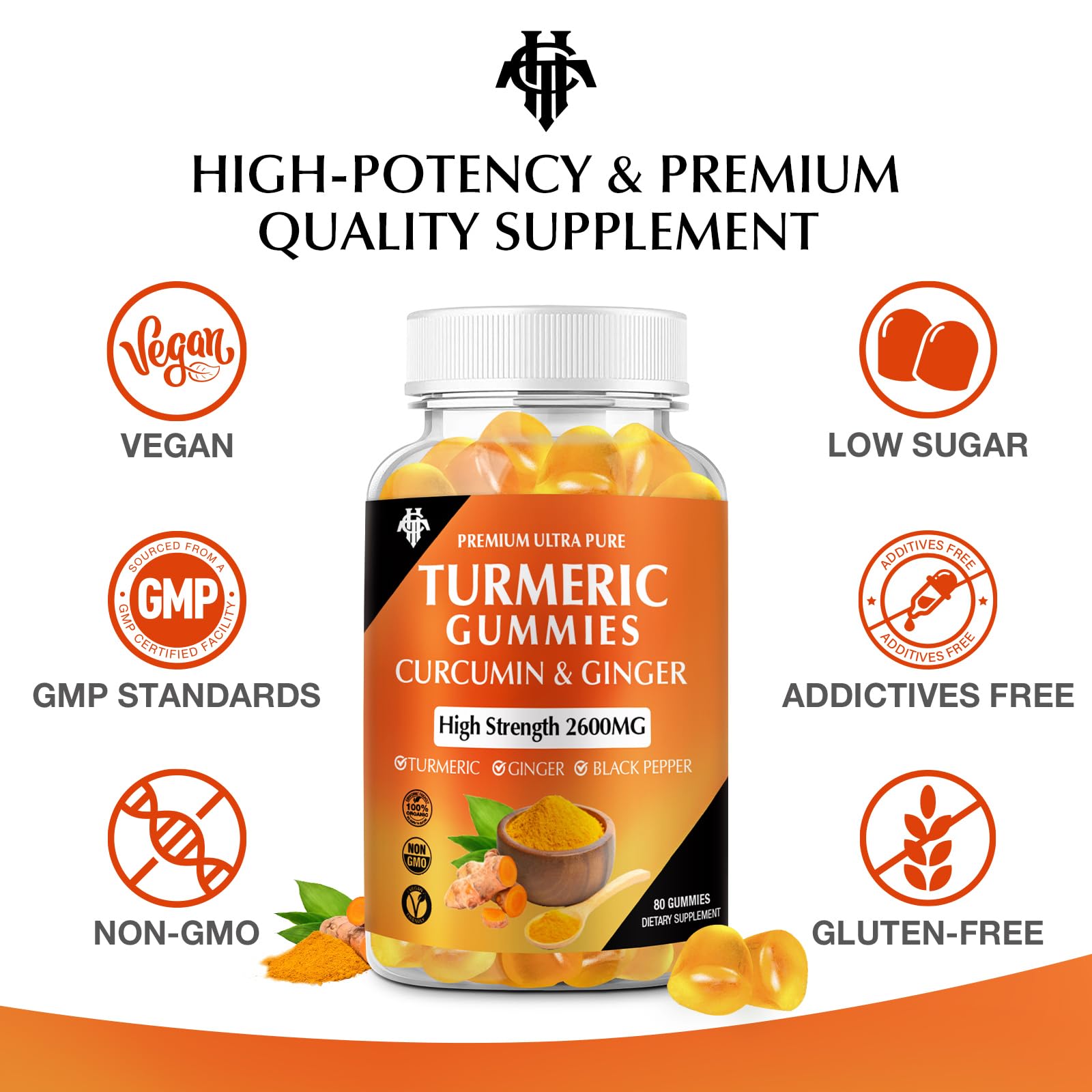 CHANUBITO gominolas de cúrcuma para consumo diario, sabor cítrico suave