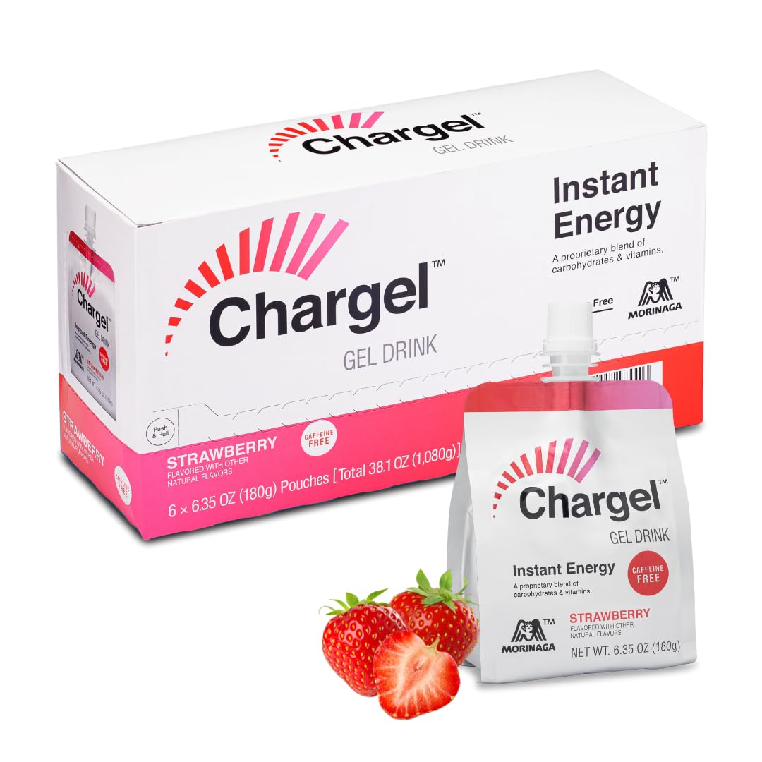 Chargel gel de fresa, paquete de 6, ideal para entrenamientos y rutas.