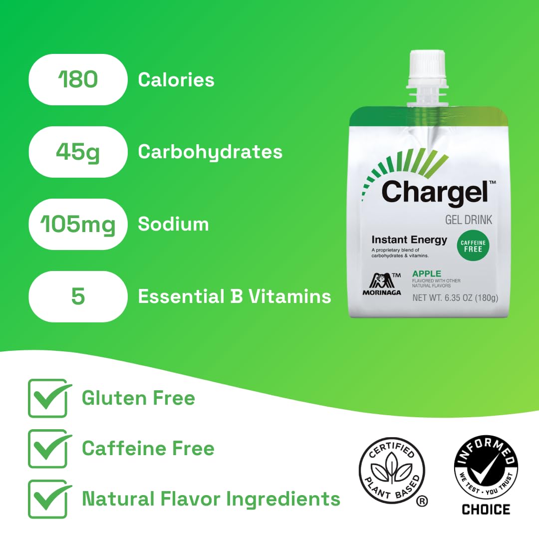 Ideal para correr: Chargel Manzana ofrece energía sin cafeína y sabor.