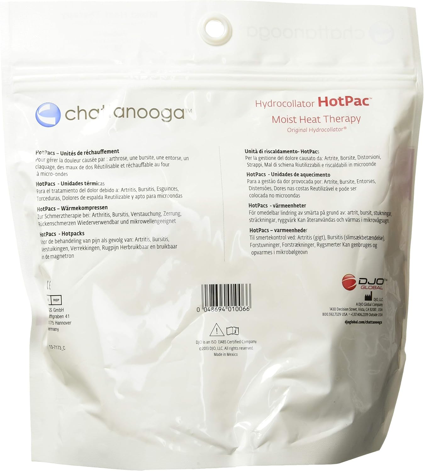 HotPacs Chattanooga con cobertura de algodón para comodidad durante el tratamiento.