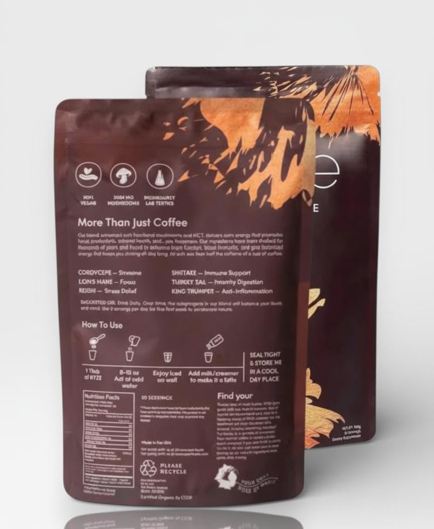 CHATTER PAWS Mushroom Coffee, paquete de 180 g para energía estable.