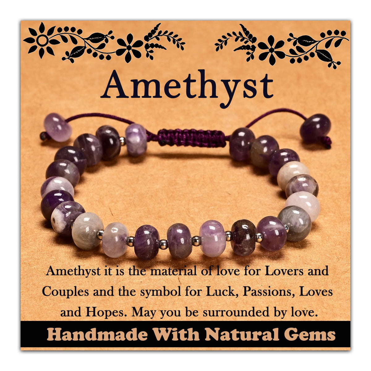 Pulsera CHCCOYE de amatista 5x8mm, ajuste cómodo para uso diario.