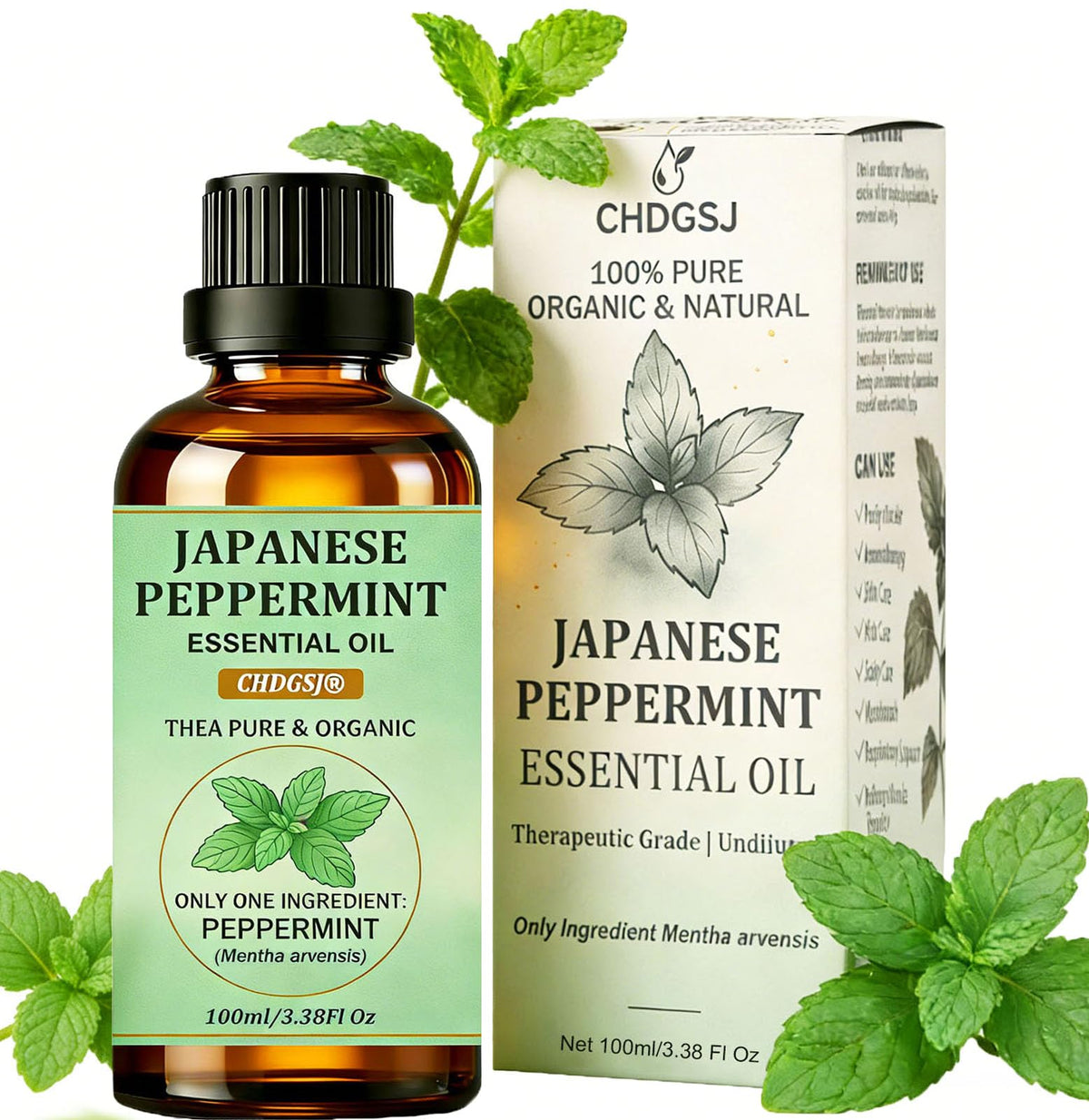 CHDGSJ botella de aceite menta japonesa para aromaterapia y bienestar