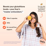 Cheers Protect: frasco y etiqueta que destacan ingredientes clave para el bienestar hepático.