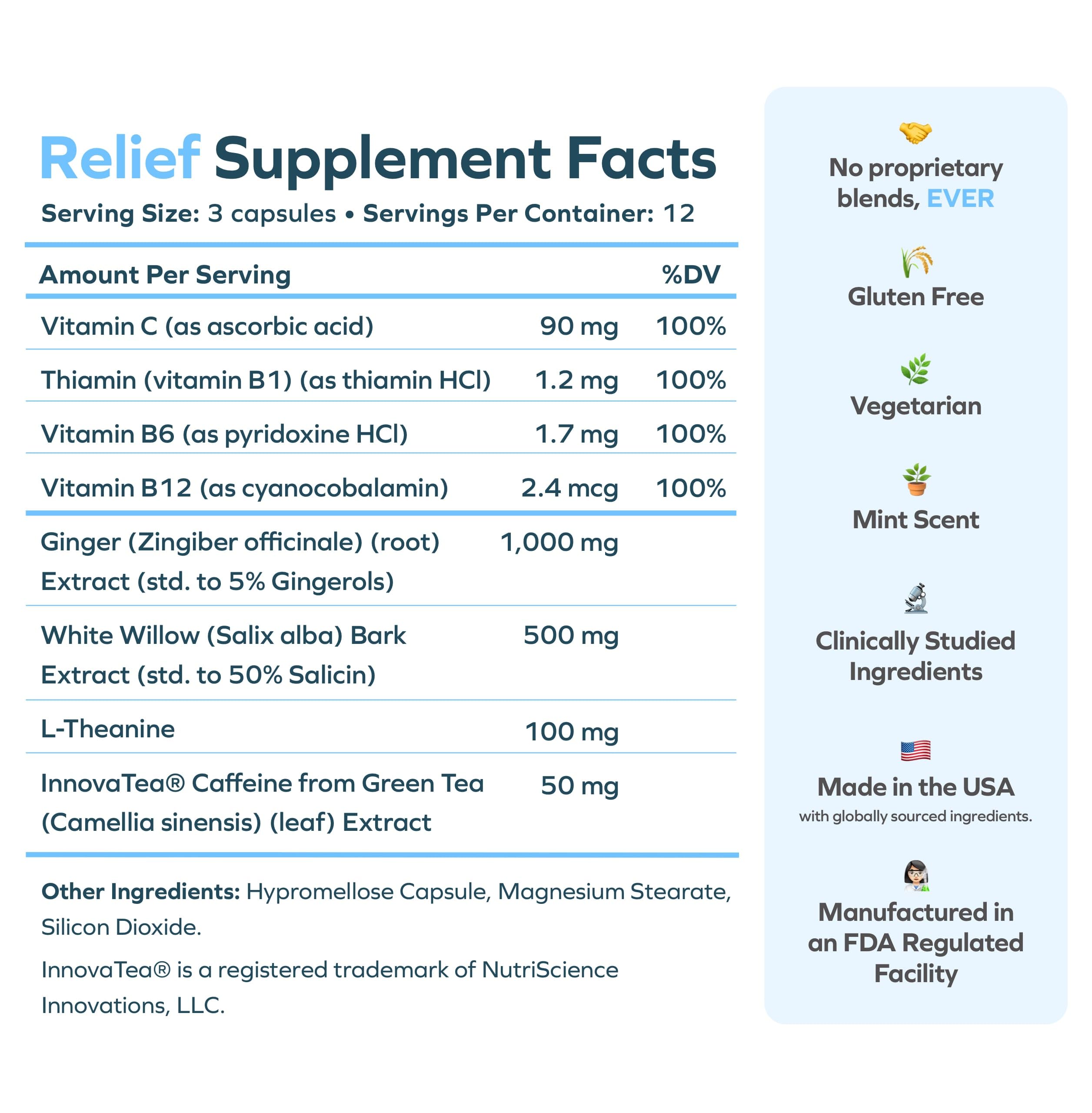 Cheers Relief: cafeína natural para energía moderada.